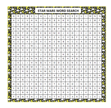 Star Wars Day Word Search Activity